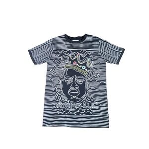 The Notorious B.I.G. Men's Medium T-Shirt Black Striped Graphic‎ Tee Biggie